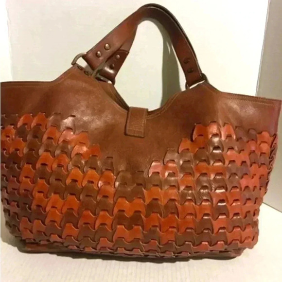 Mulberry brown woven leather satchel handbag - Picture 3 of 13